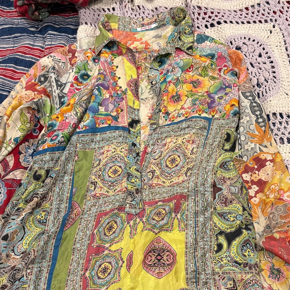 Johnny Was Multicolor Patterned Shirt